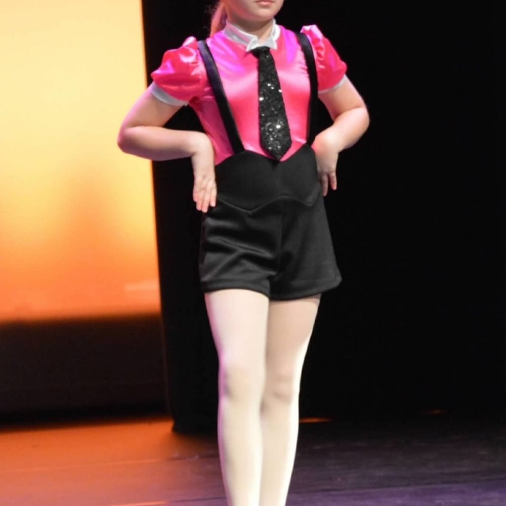 Weissman Fuchsia and Black Dance Costume with Sequin Tie Medium CHILD - Picture 8 of 8